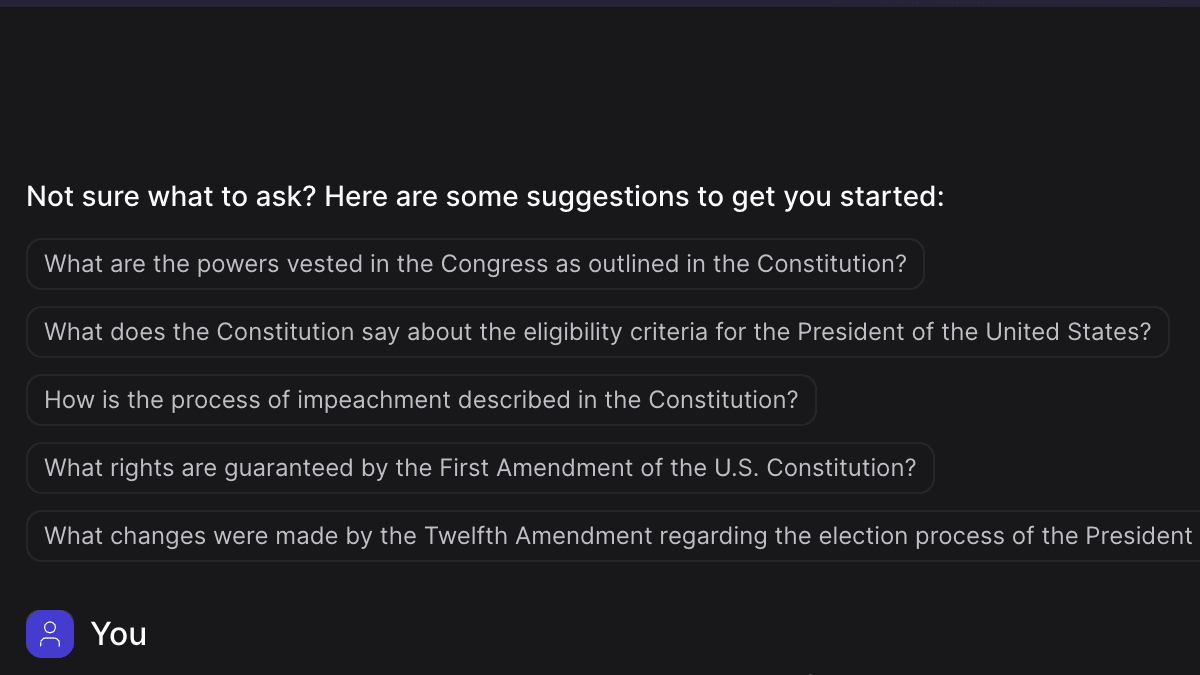 Chat with PDF AI interface showing document question answering