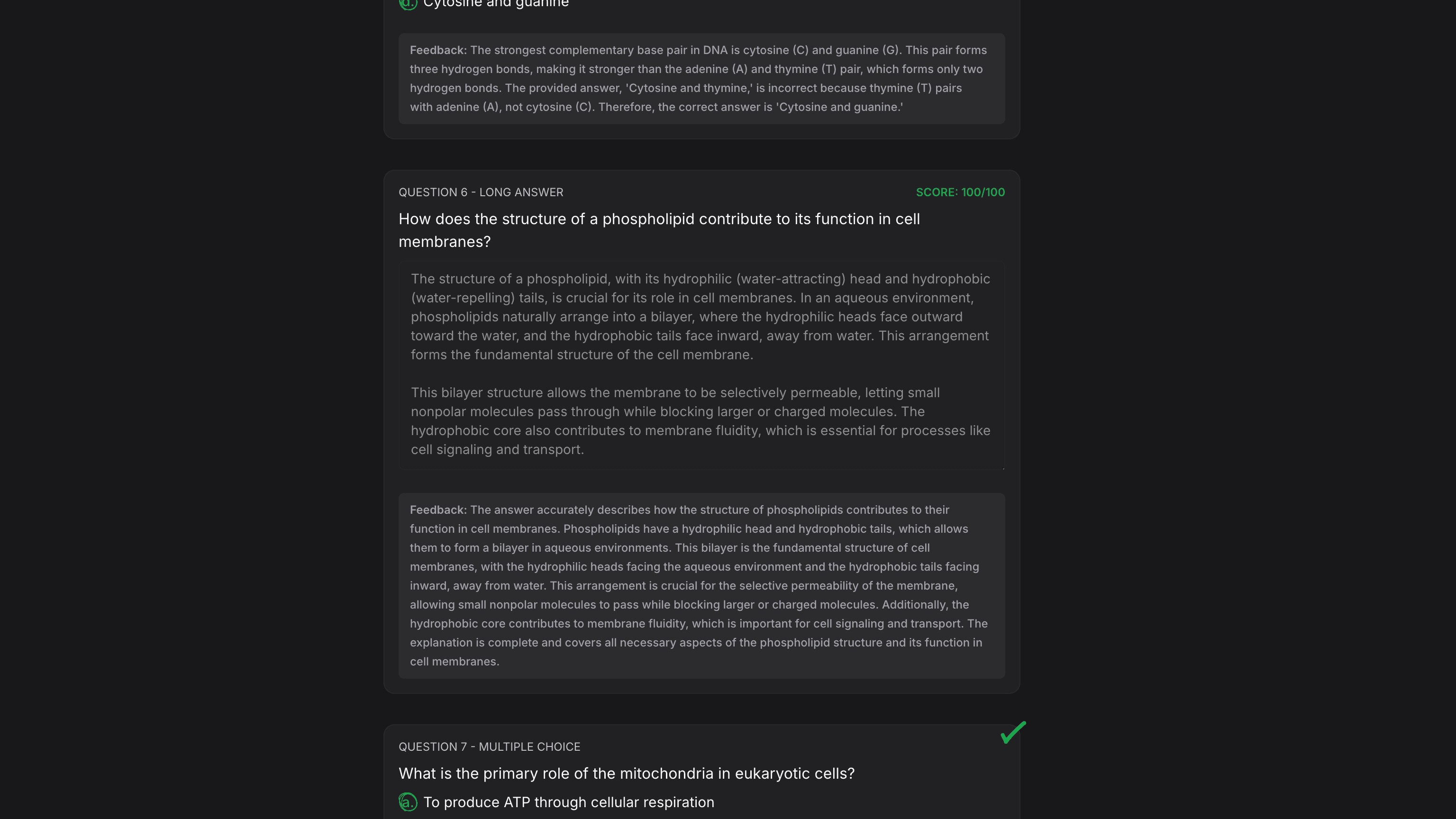 AI essay grading and feedback system for open-ended study questions