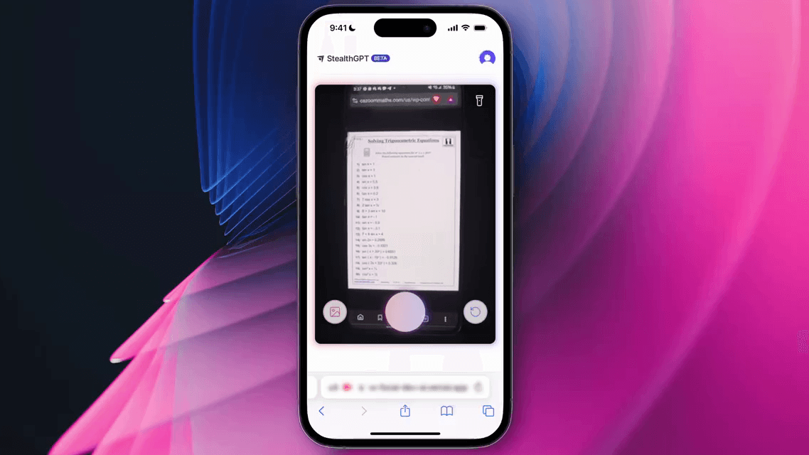 Photo Capture Mobile phone capturing worksheet photo for instant AI homework answers